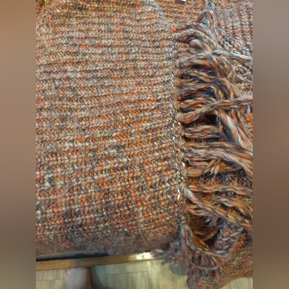 Chico's Chain Inlaid Fringe Cardigan Size 12 - Picture 12 of 15